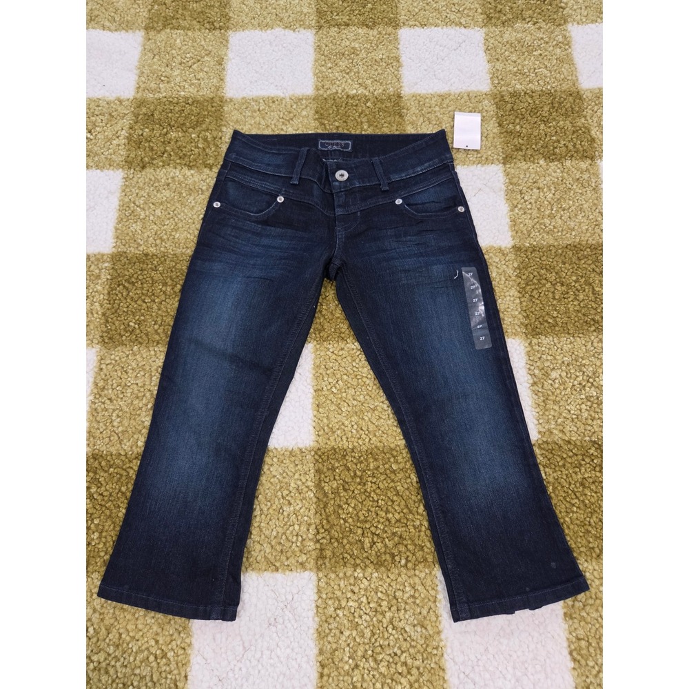 Guess Los Angeles Dark Wash Zipper Hem Crop Jeans Size 27 WB0B34D1U00 Y2K